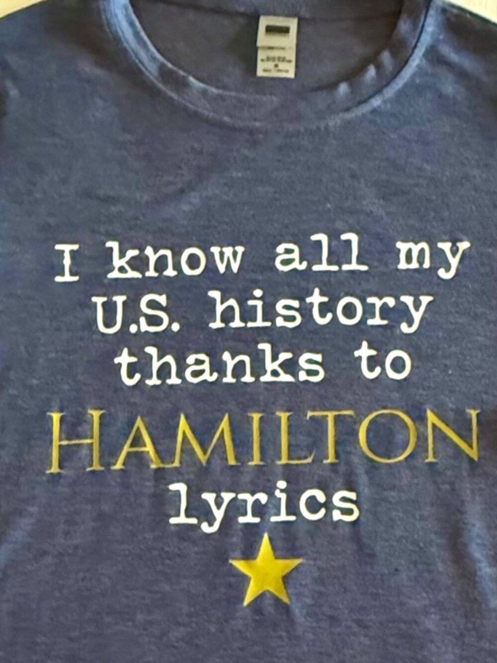 Hamilton Lyrics Tee Womens M Blue Broadway Musical Theater Shirt - Picture 5 of 9